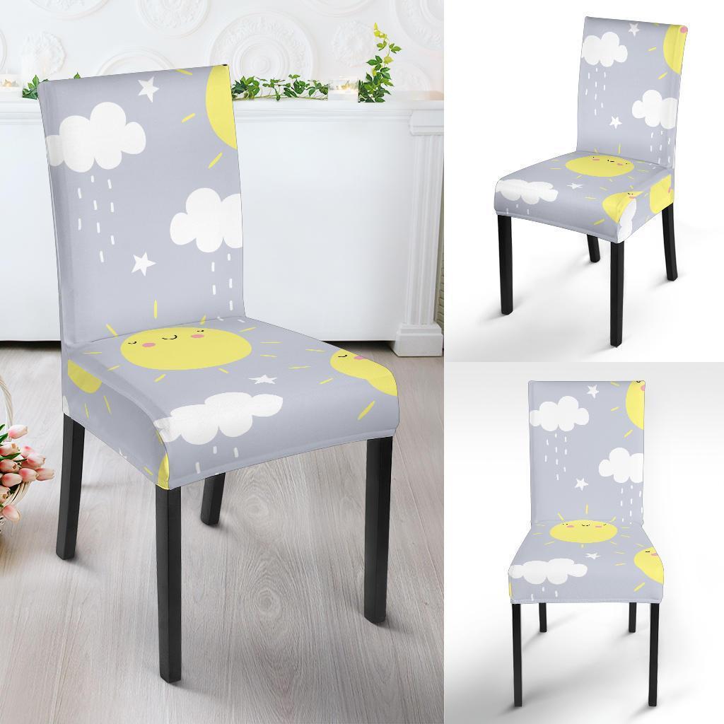 Sun Smile Pattern Print Chair Cover-grizzshop