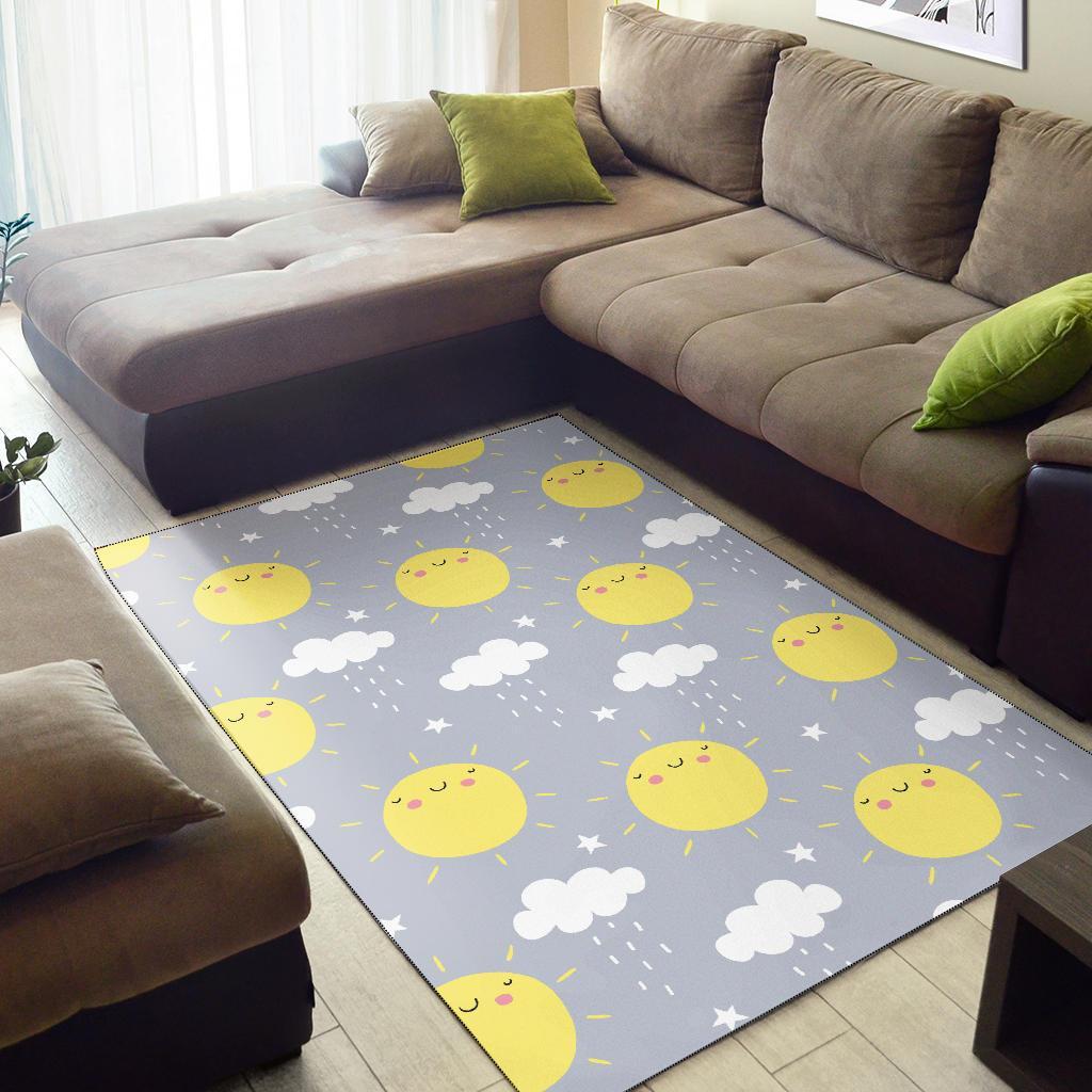 Sun Smile Pattern Print Floor Mat-grizzshop