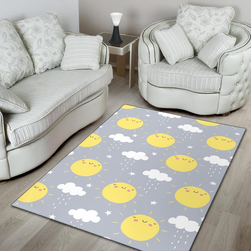 Sun Smile Pattern Print Floor Mat-grizzshop