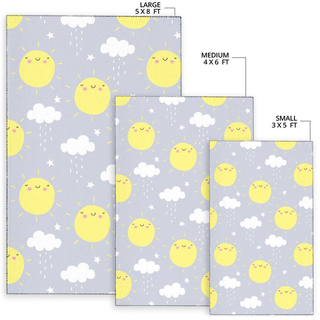 Sun Smile Pattern Print Floor Mat-grizzshop