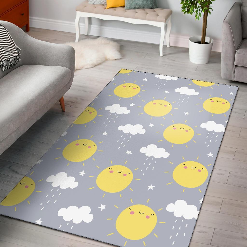 Sun Smile Pattern Print Floor Mat-grizzshop