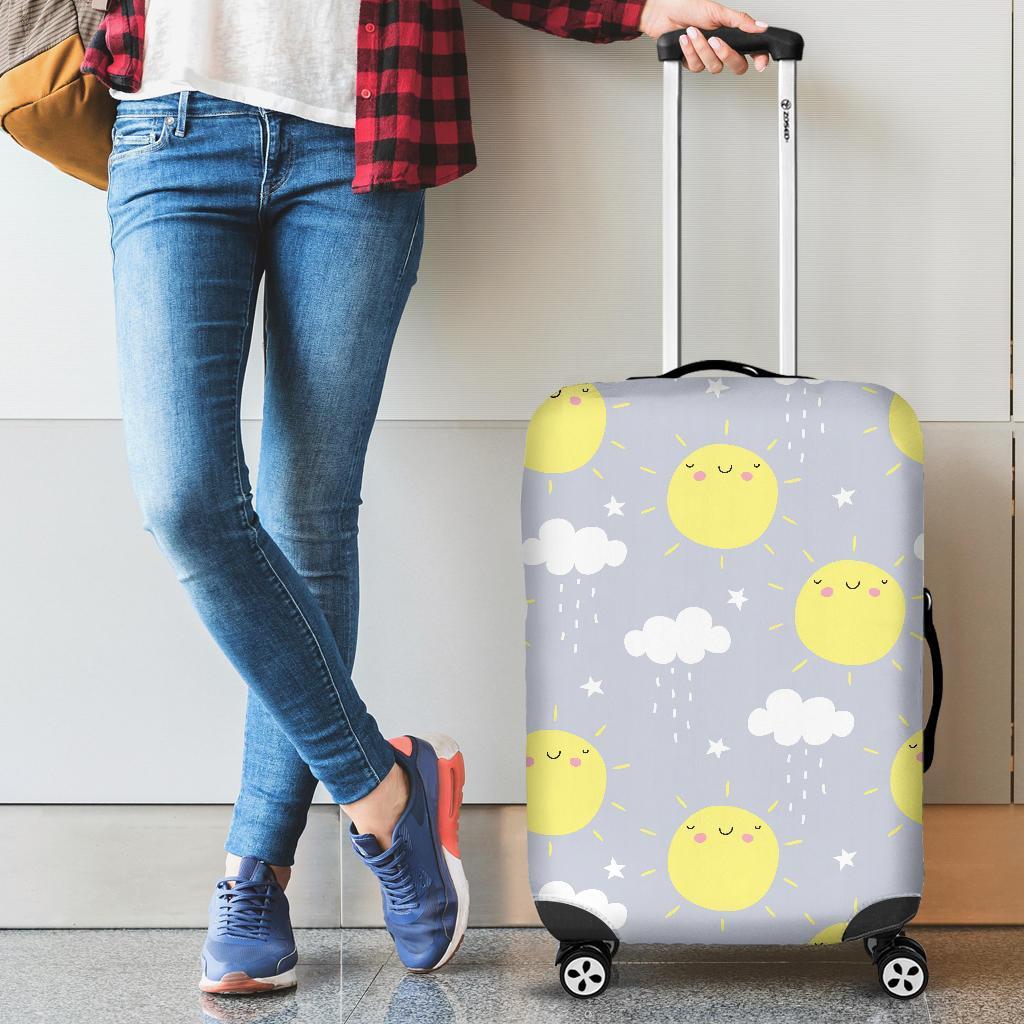 Sun Smile Pattern Print Luggage Cover Protector-grizzshop