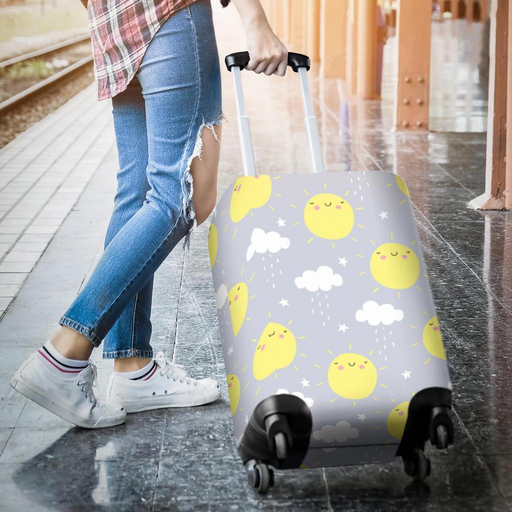 Sun Smile Pattern Print Luggage Cover Protector-grizzshop