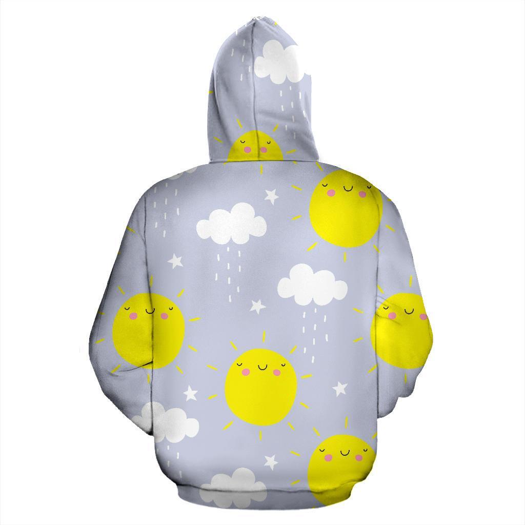 Sun Smile Pattern Print Men Women Pullover Hoodie-grizzshop