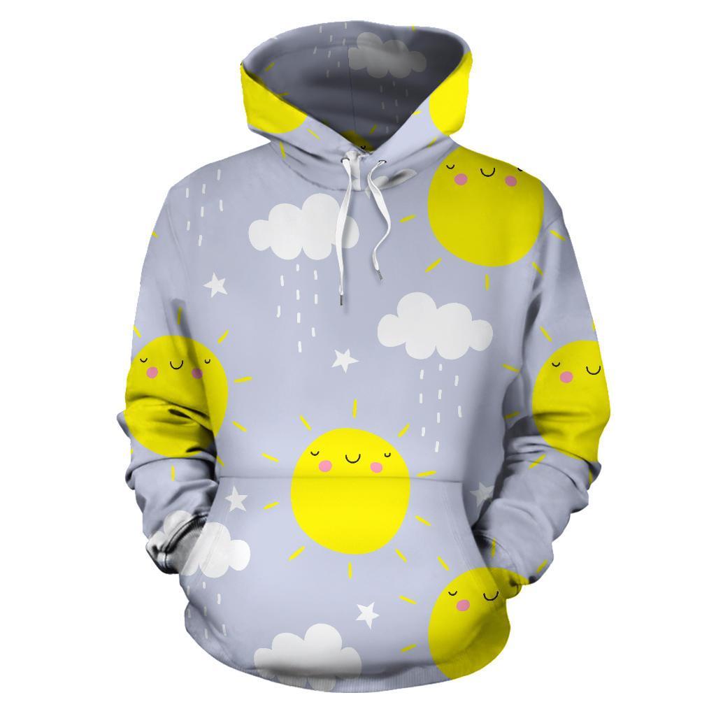 Sun Smile Pattern Print Men Women Pullover Hoodie-grizzshop