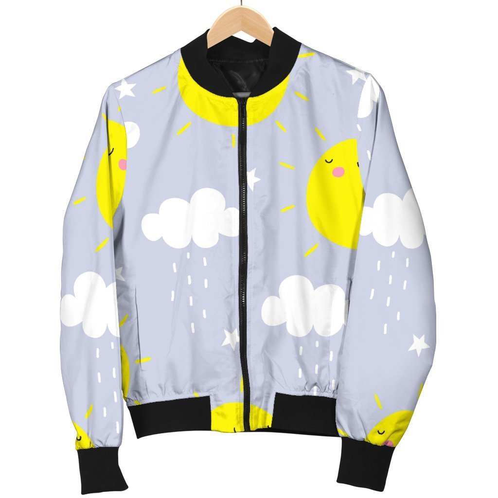 Sun Smile Pattern Print Men's Bomber Jacket-grizzshop