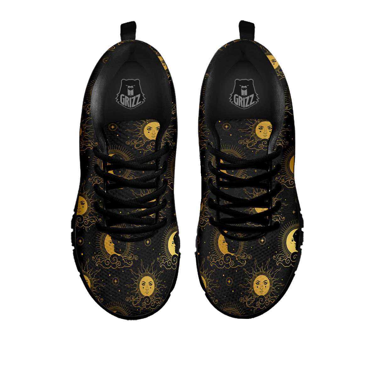 Sun Vintage Print Pattern Black Sneaker-grizzshop