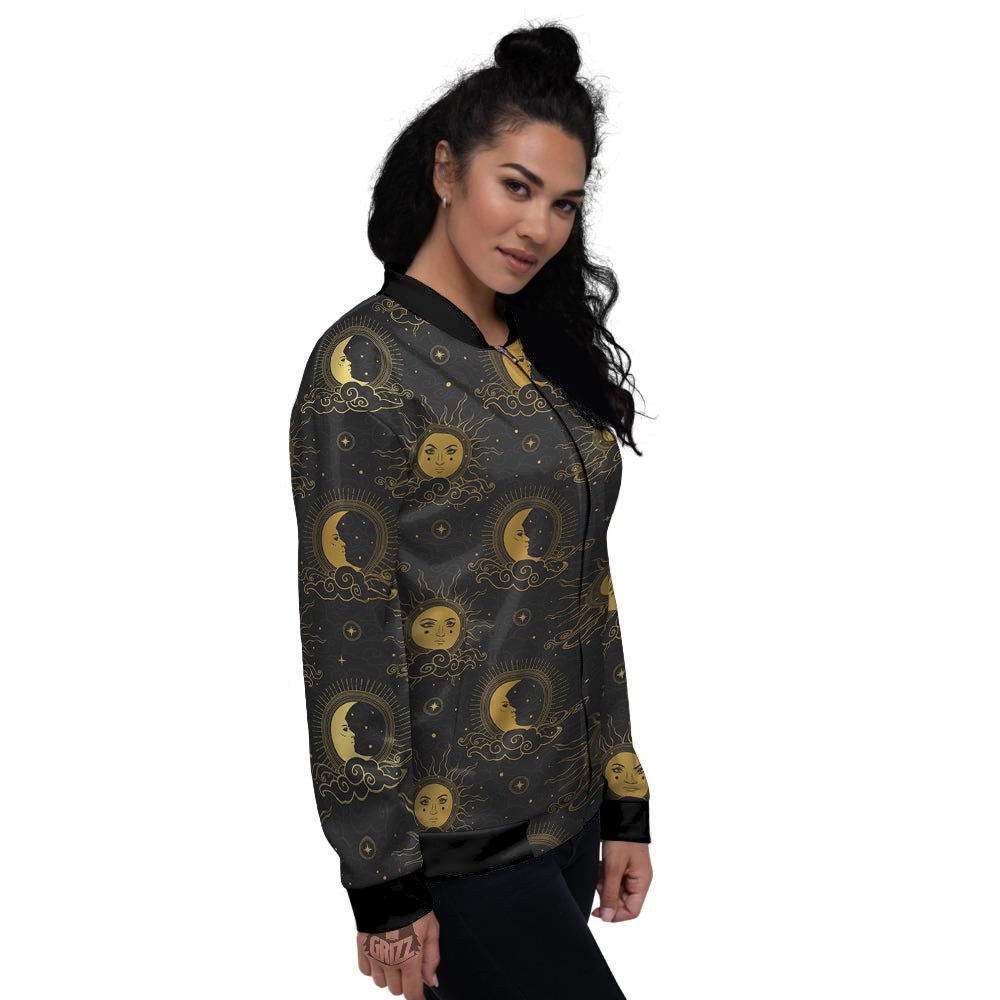 Sun Vintage Print Pattern Women's Bomber Jacket-grizzshop