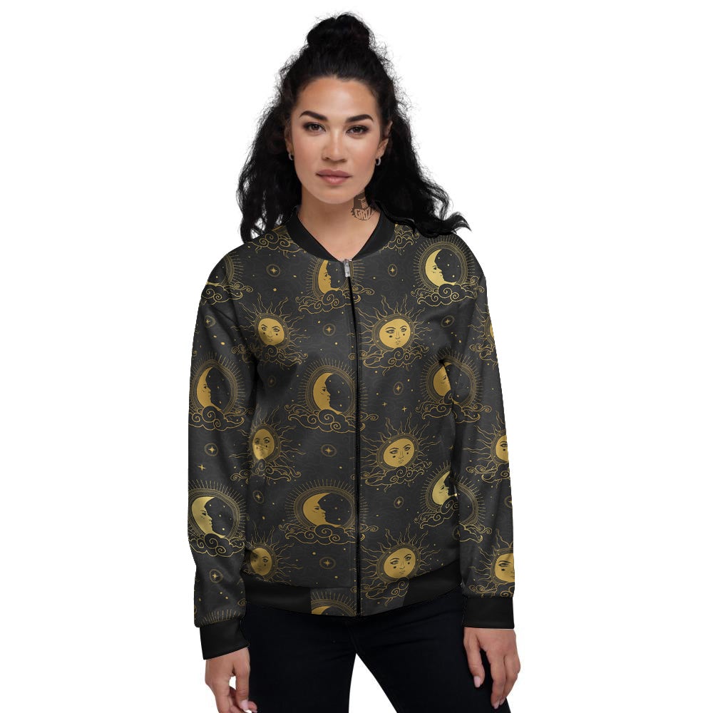 Sun Vintage Print Pattern Women's Bomber Jacket-grizzshop