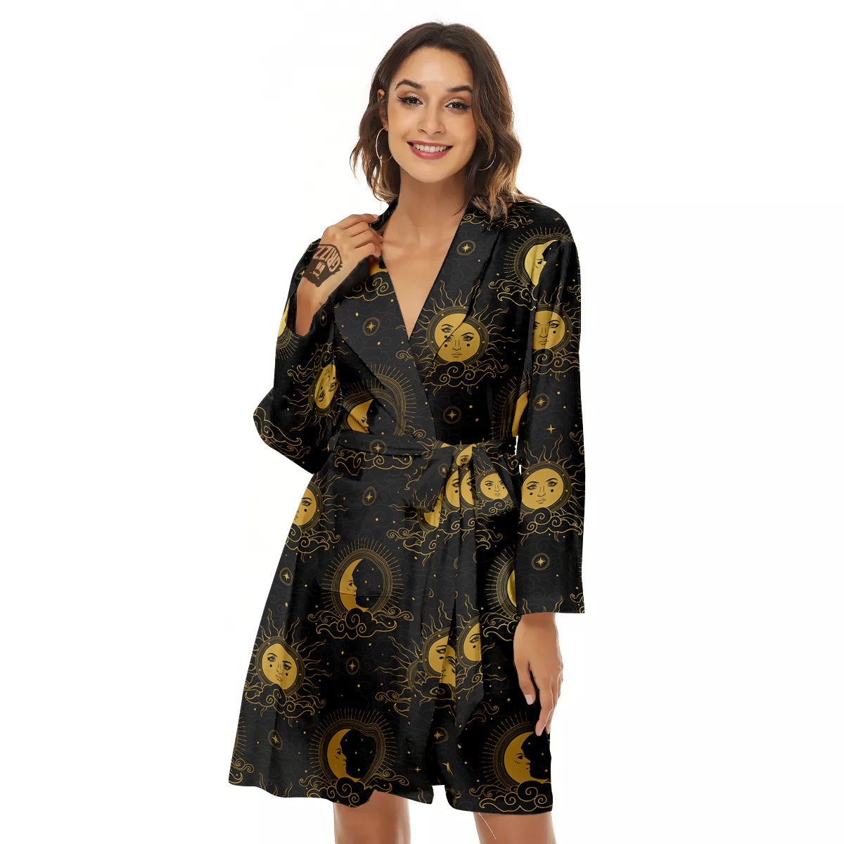 Sun Vintage Print Pattern Women's Robe-grizzshop