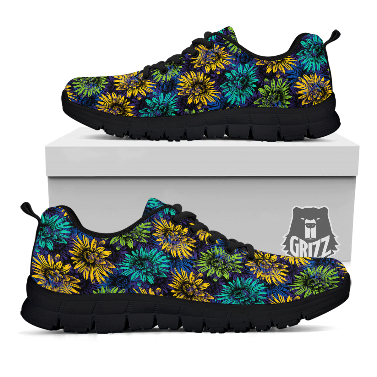 Sunflower Abstract Print Pattern Black Sneaker-grizzshop