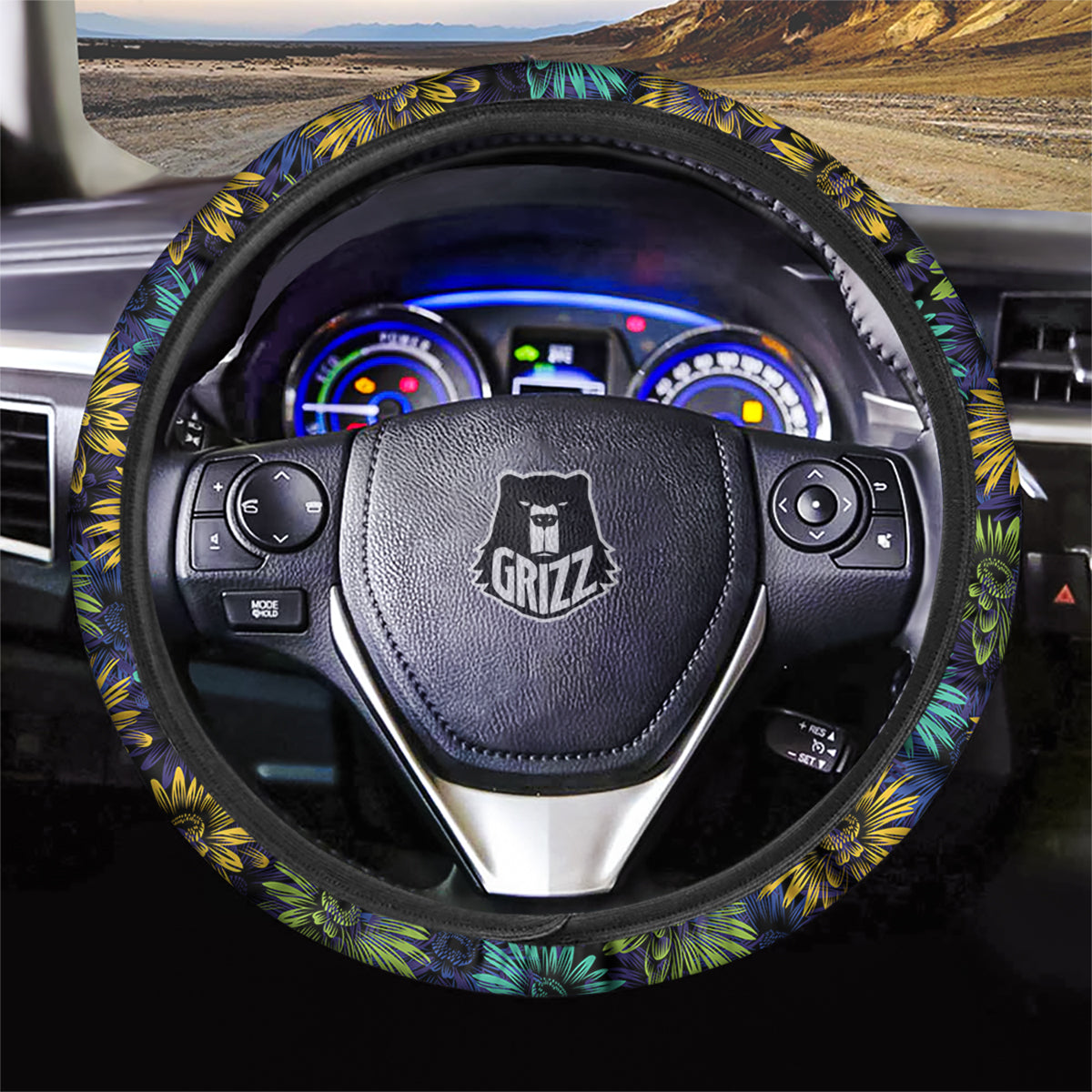 Sunflower Abstract Print Pattern Car Steering Wheel Cover-grizzshop