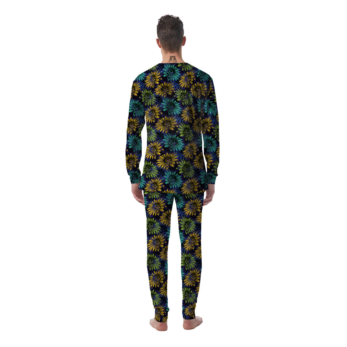 Sunflower Abstract Print Pattern Men's Pajamas-grizzshop