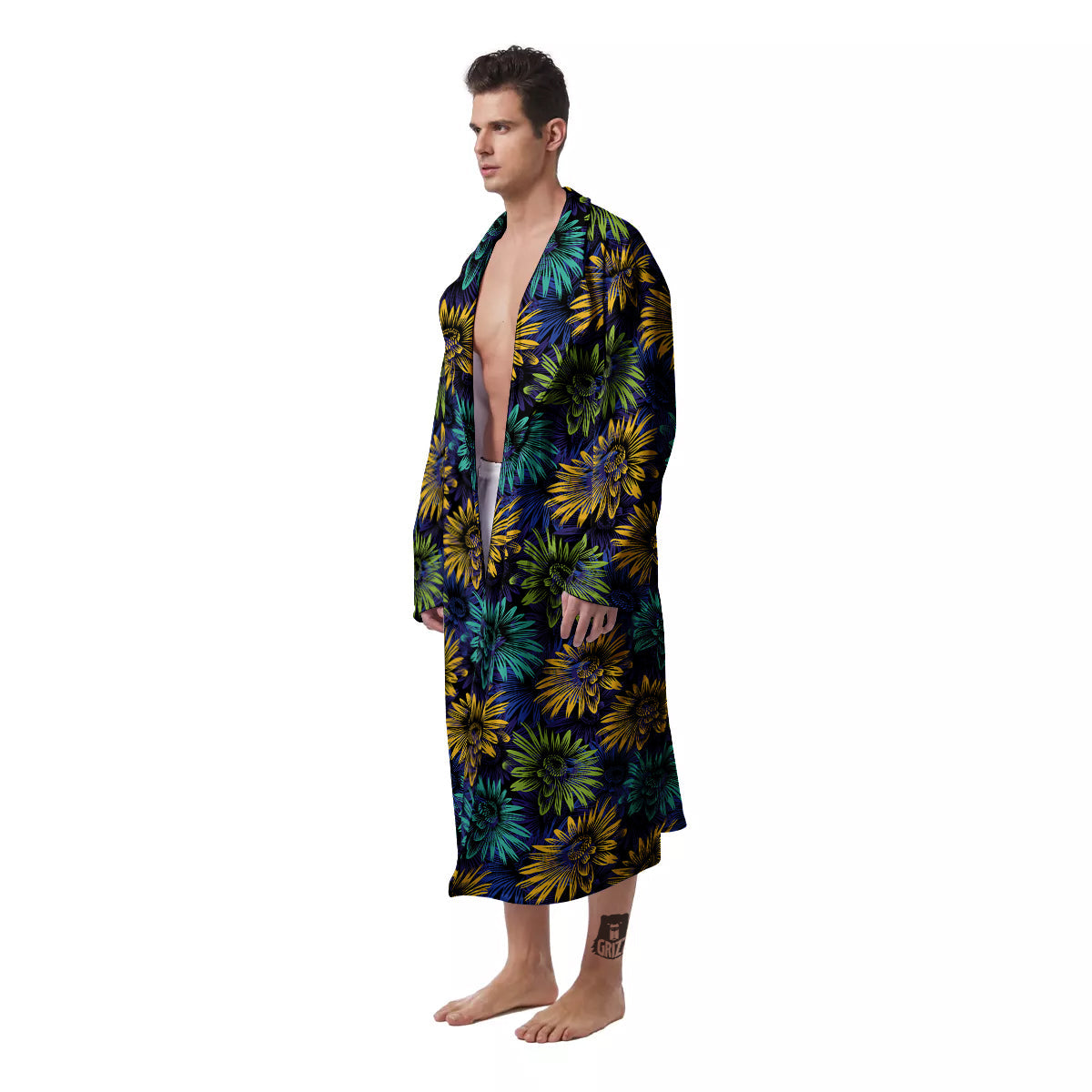 Sunflower Abstract Print Pattern Men's Robe-grizzshop