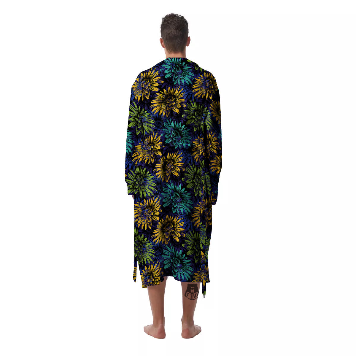 Sunflower Abstract Print Pattern Men's Robe-grizzshop