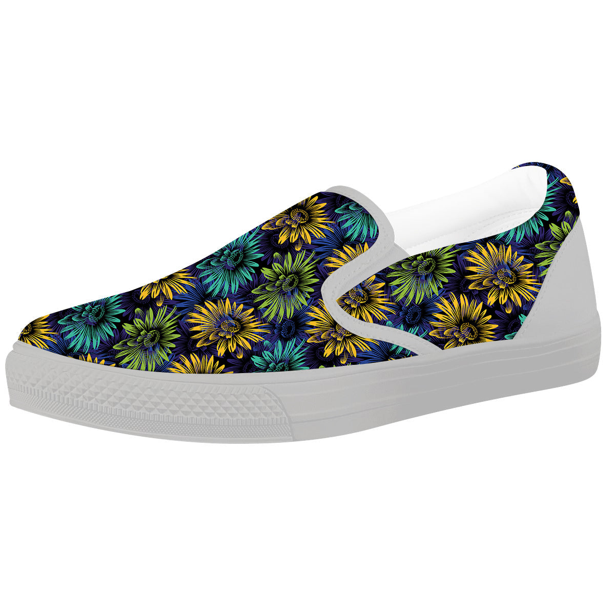 Sunflower Abstract Print Pattern White Slip On Shoes-grizzshop
