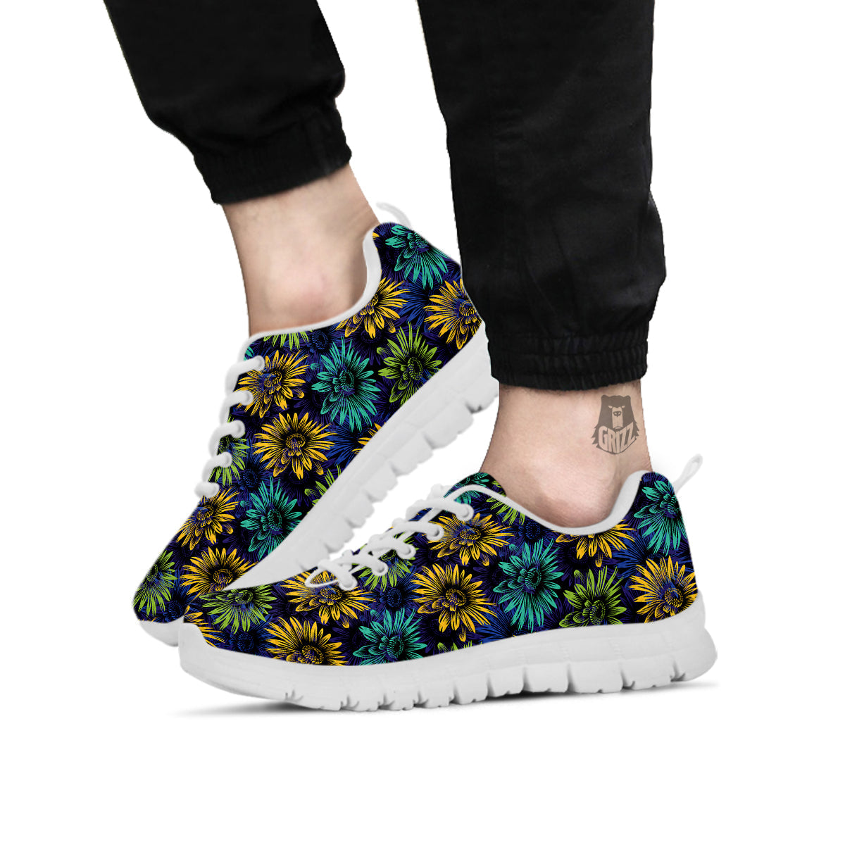 Sunflower Abstract Print Pattern White Sneaker-grizzshop