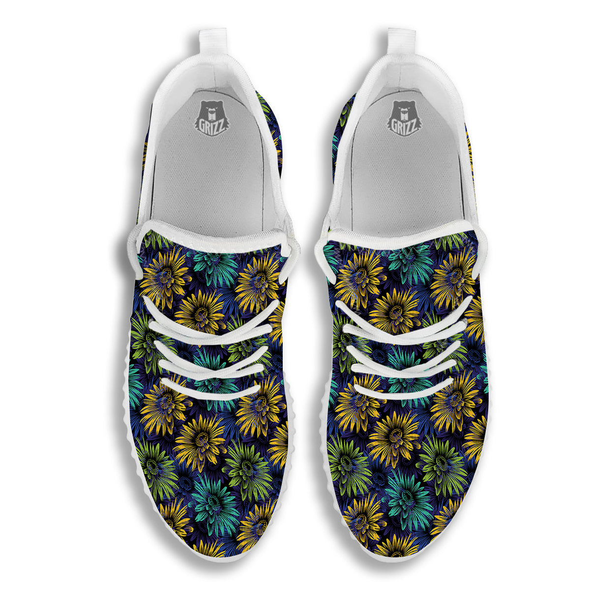 Sunflower Abstract Print Pattern White Walking Shoes-grizzshop
