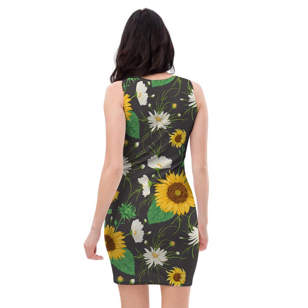 Sunflower And Chamomile Bodycon Dress-grizzshop