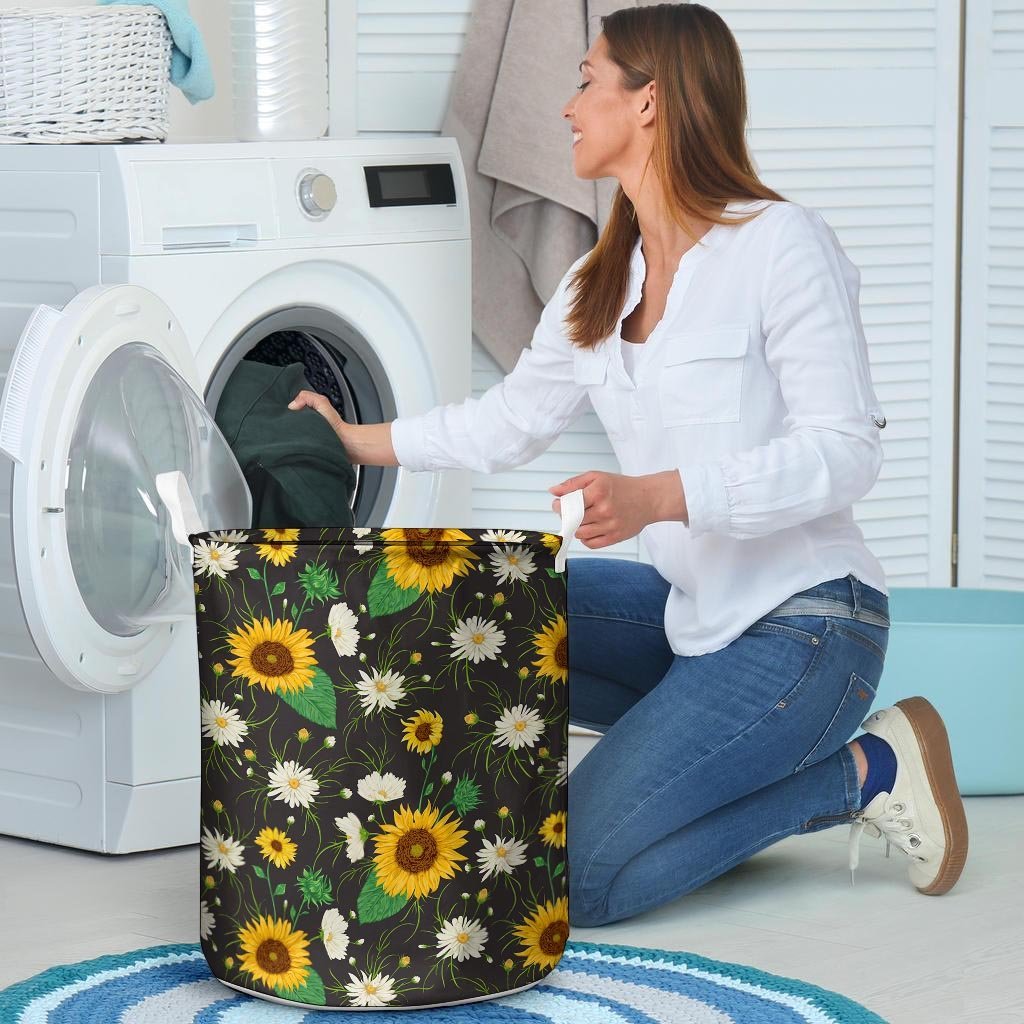 Sunflower And Chamomile Laundry Basket-grizzshop