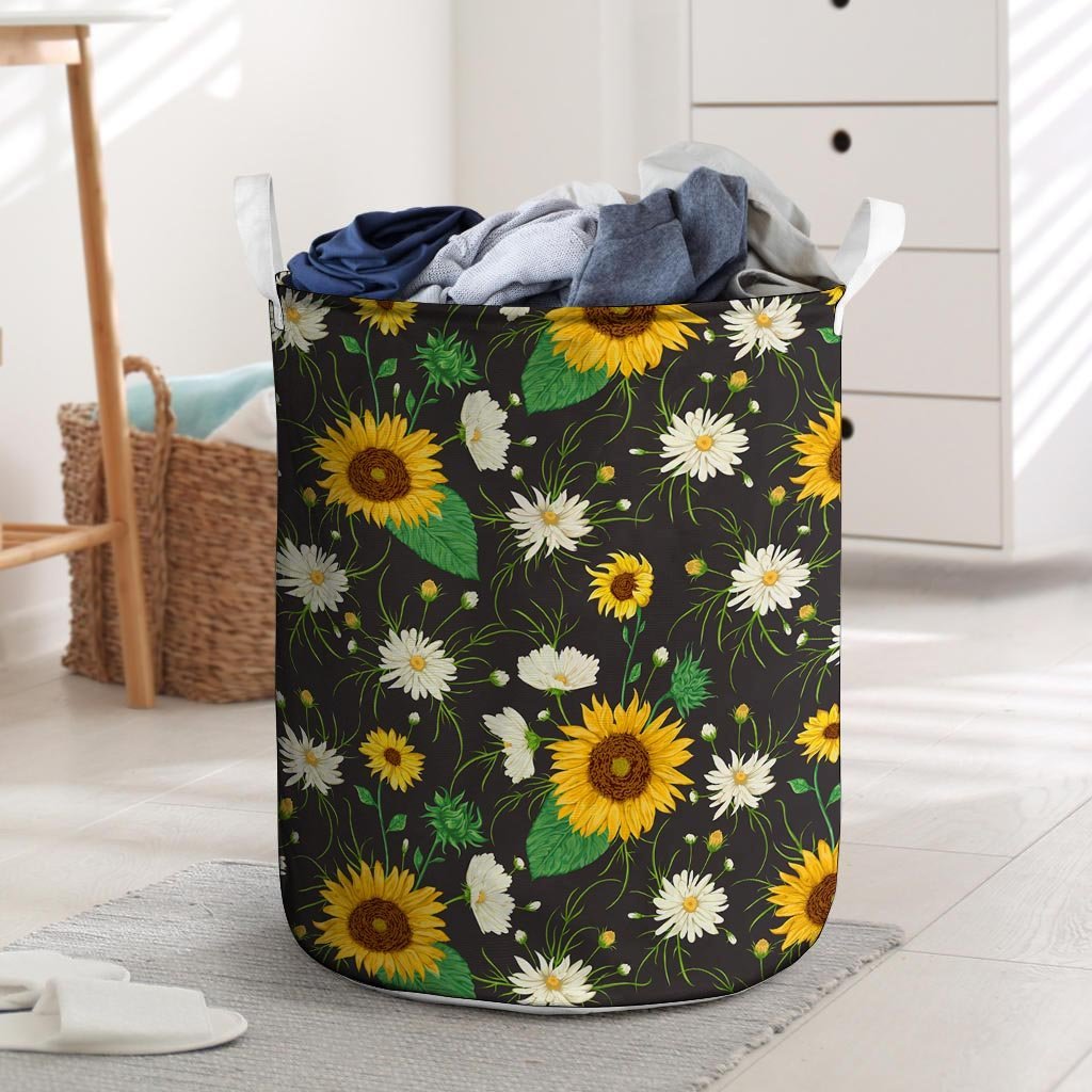 Sunflower And Chamomile Laundry Basket-grizzshop