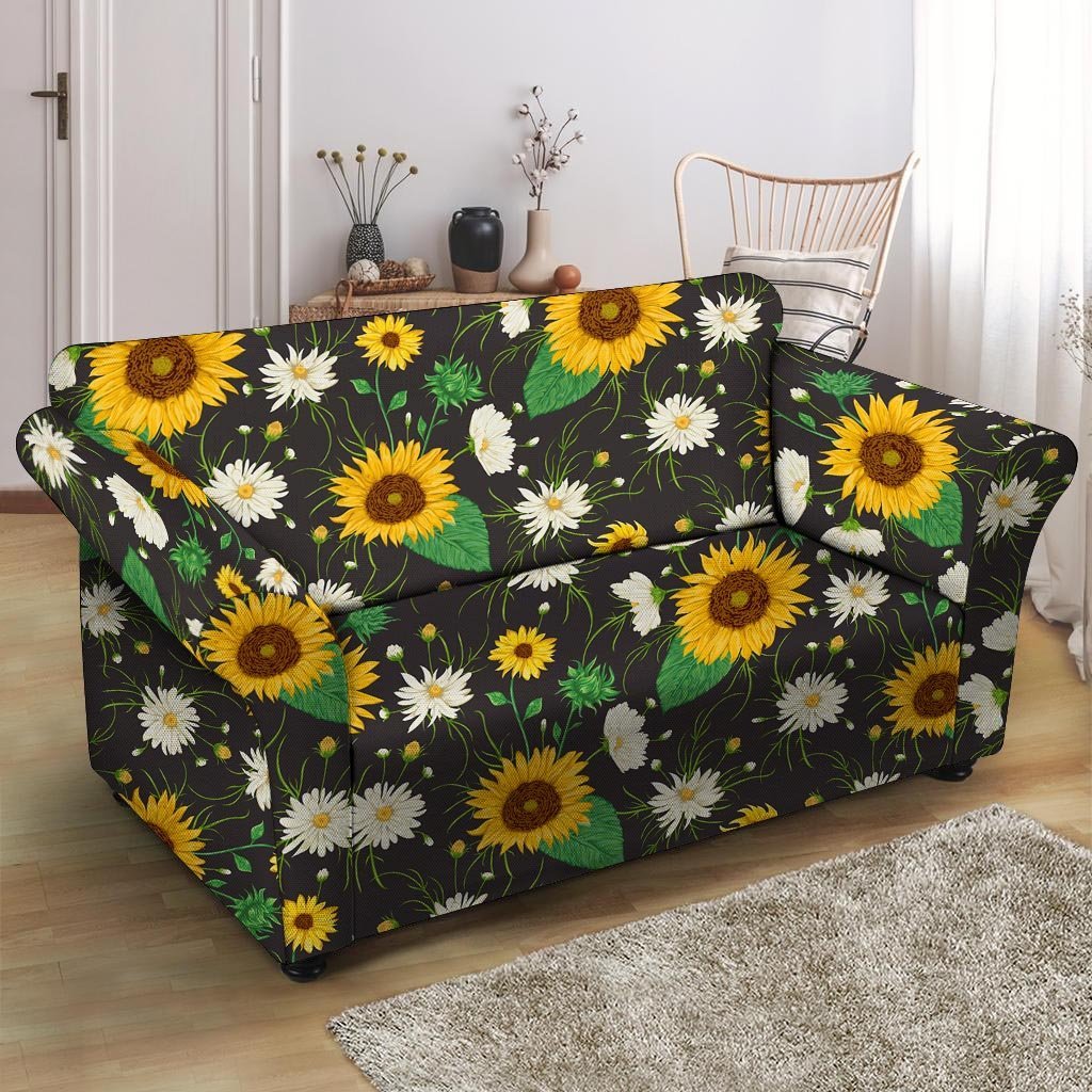 Sunflower And Chamomile Loveseat Cover-grizzshop