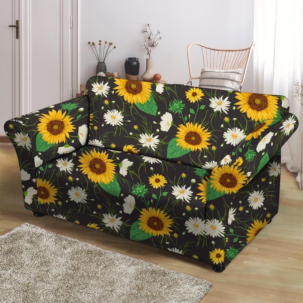 Sunflower And Chamomile Loveseat Cover-grizzshop