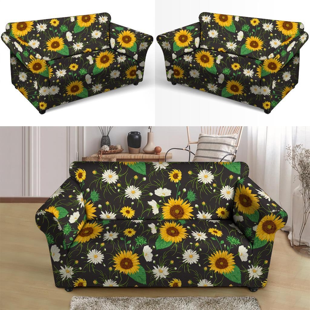 Sunflower And Chamomile Loveseat Cover-grizzshop