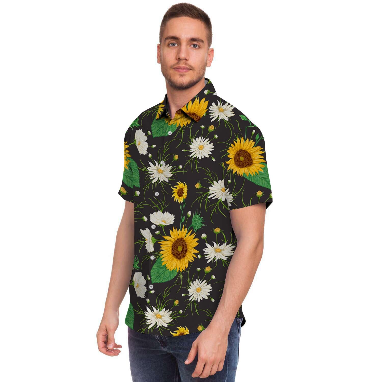 Sunflower And Chamomile Men's Short Sleeve Shirt-grizzshop