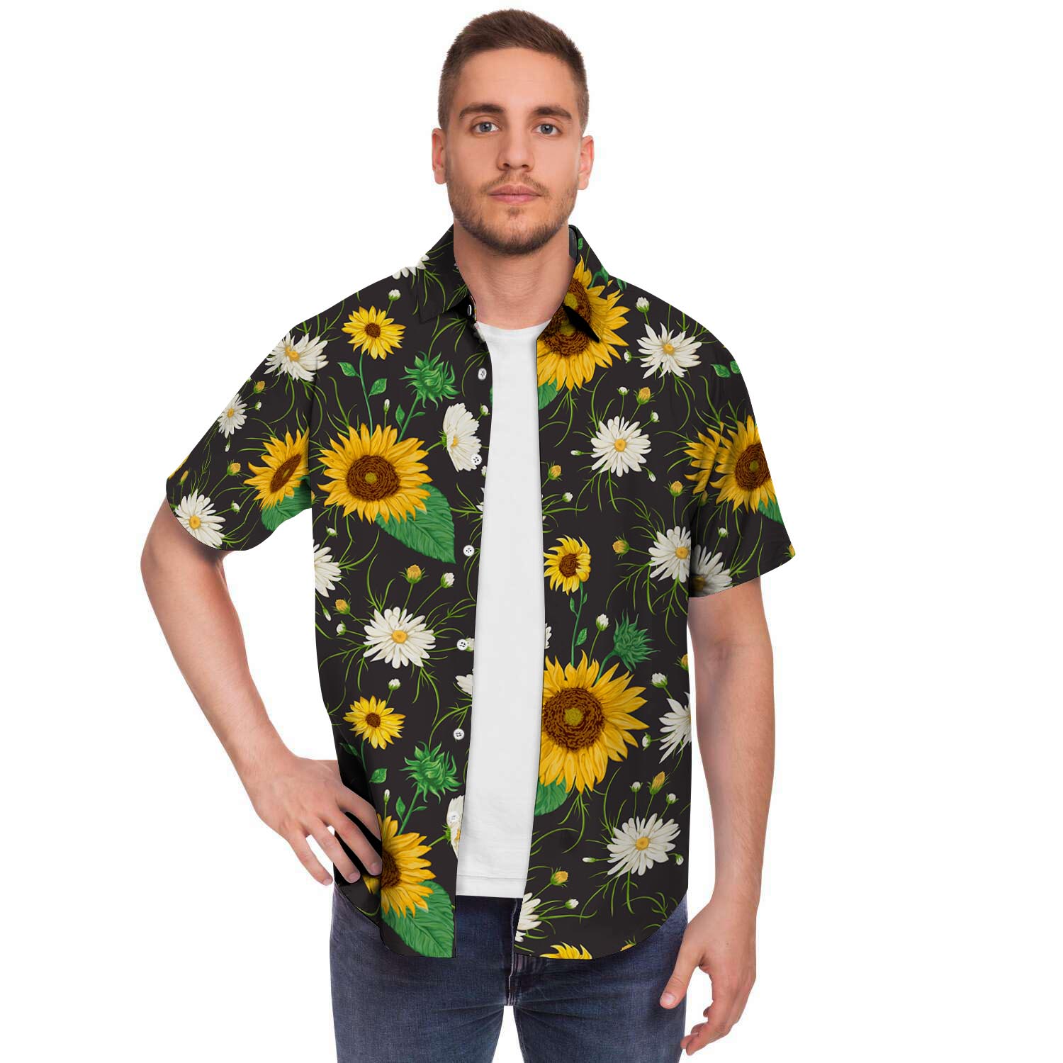 Sunflower And Chamomile Men's Short Sleeve Shirt-grizzshop