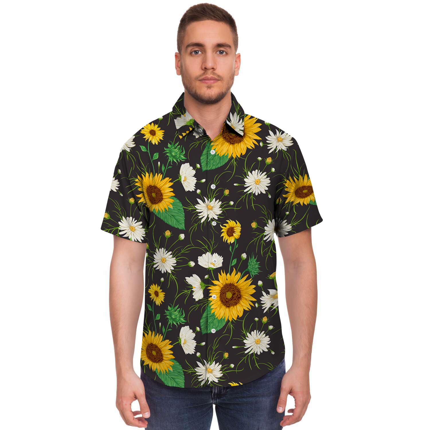Sunflower And Chamomile Men's Short Sleeve Shirt-grizzshop