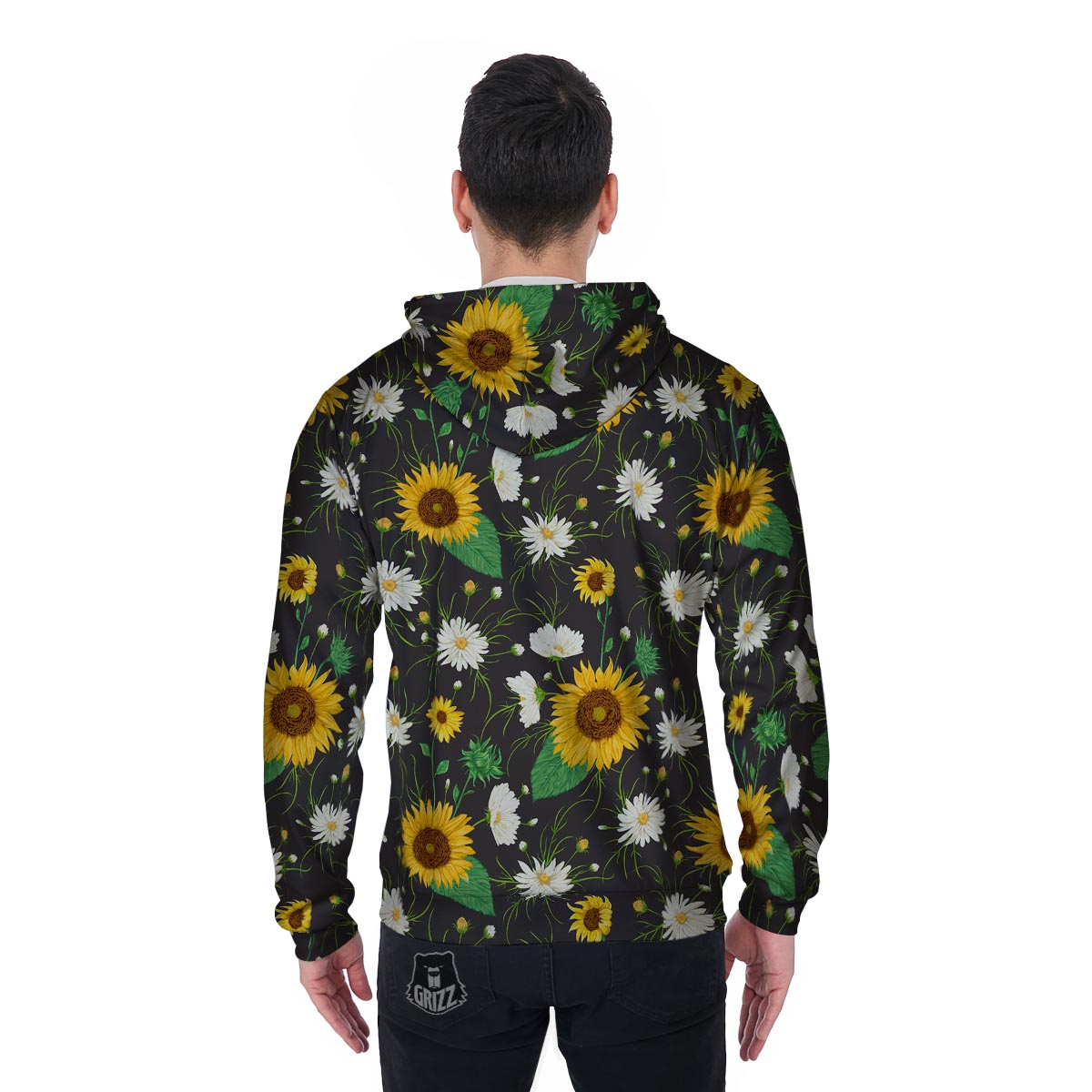 Sunflower And Chamomile Men's Zip Up Hoodie-grizzshop