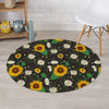 Sunflower And Chamomile Round Rug-grizzshop