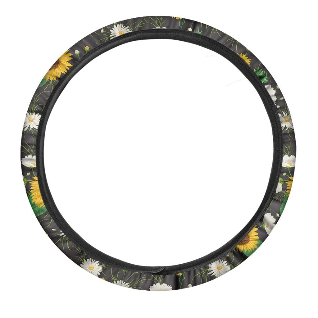 Sunflower And Chamomile Steering Wheel Cover-grizzshop