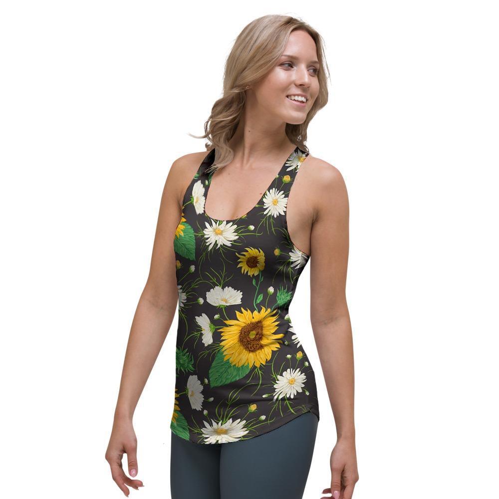 Sunflower And Chamomile Women's Racerback Tank Top-grizzshop