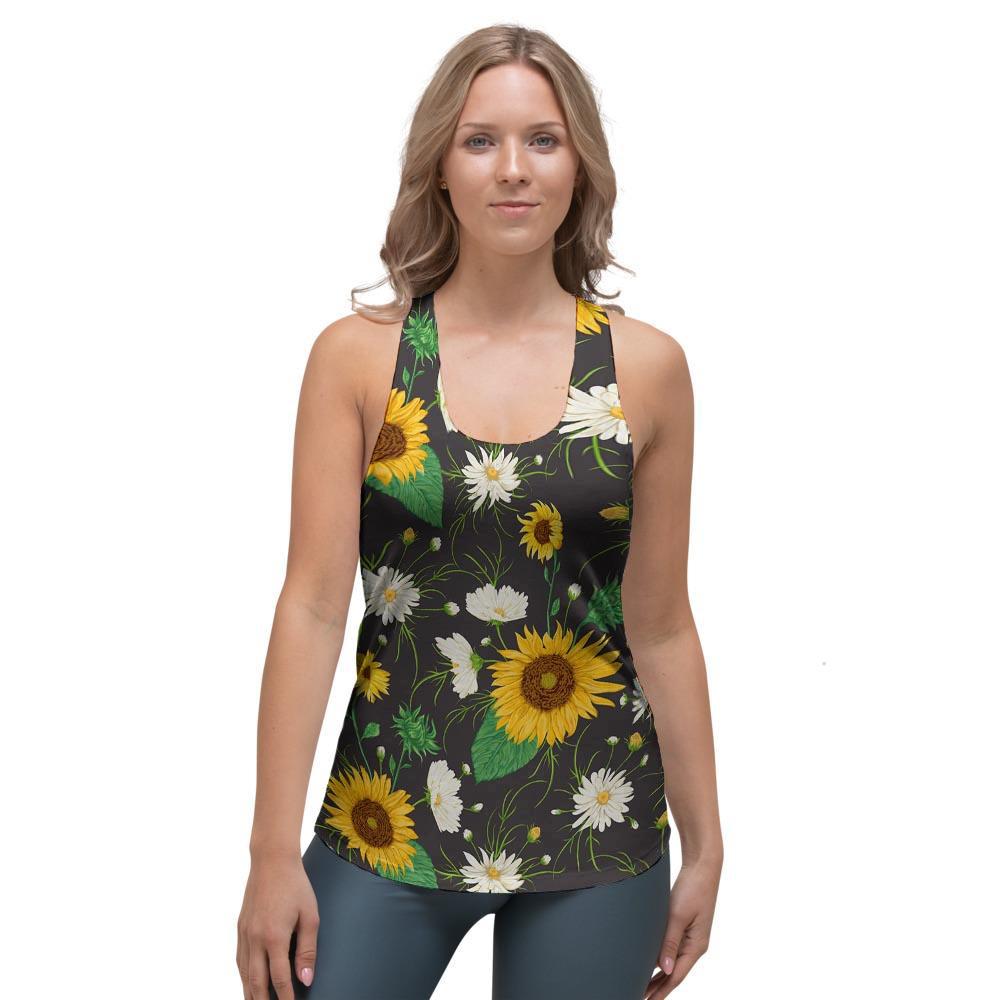 Sunflower And Chamomile Women's Racerback Tank Top-grizzshop