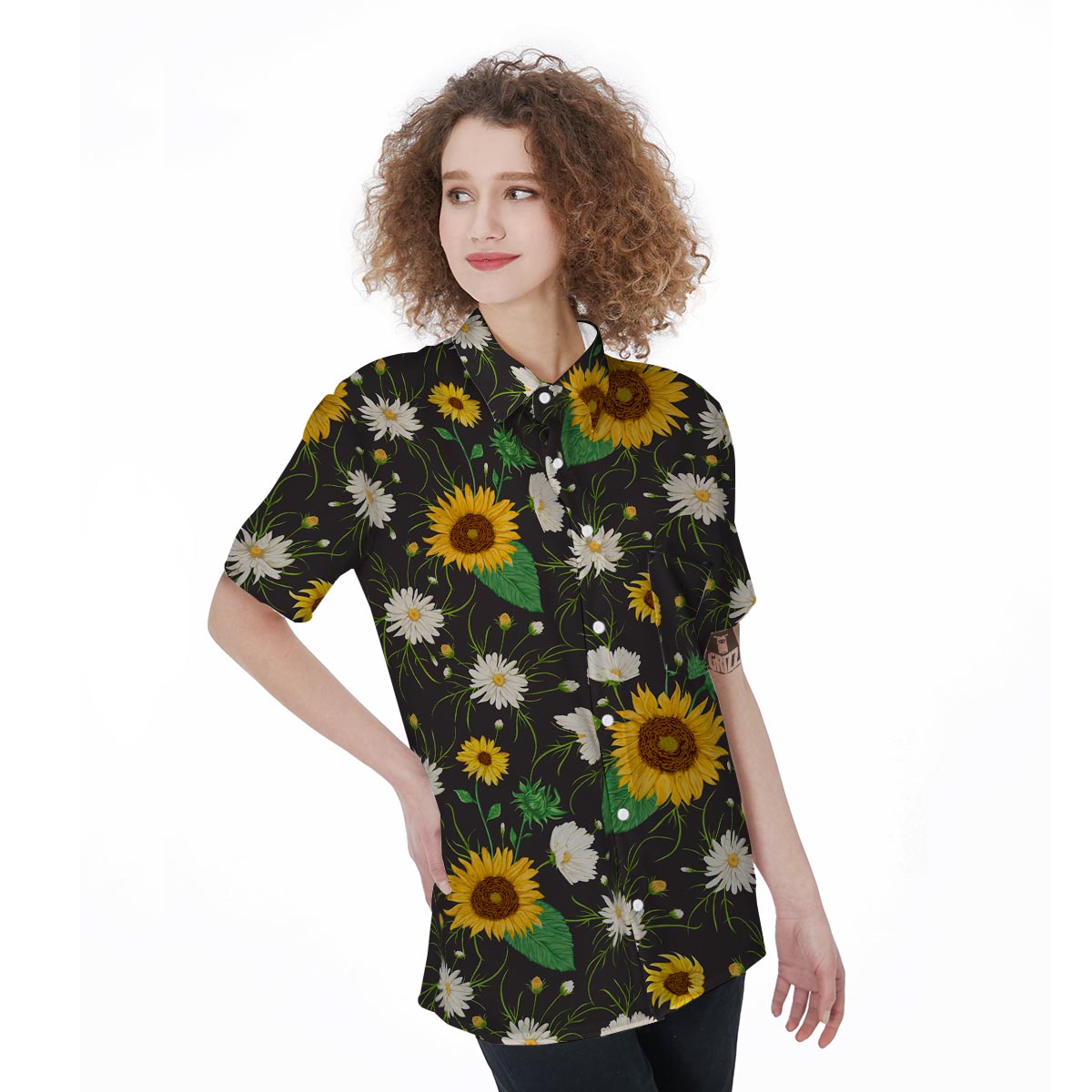 Sunflower And Chamomile Women's Short Sleeve Shirts-grizzshop