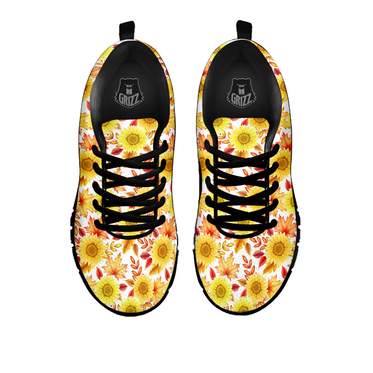 Sunflower Autumn Print Pattern Black Sneaker-grizzshop