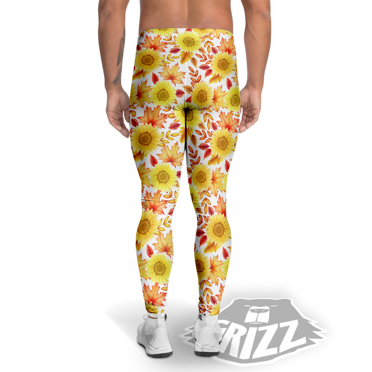 Sunflower Autumn Print Pattern Men's Leggings-grizzshop