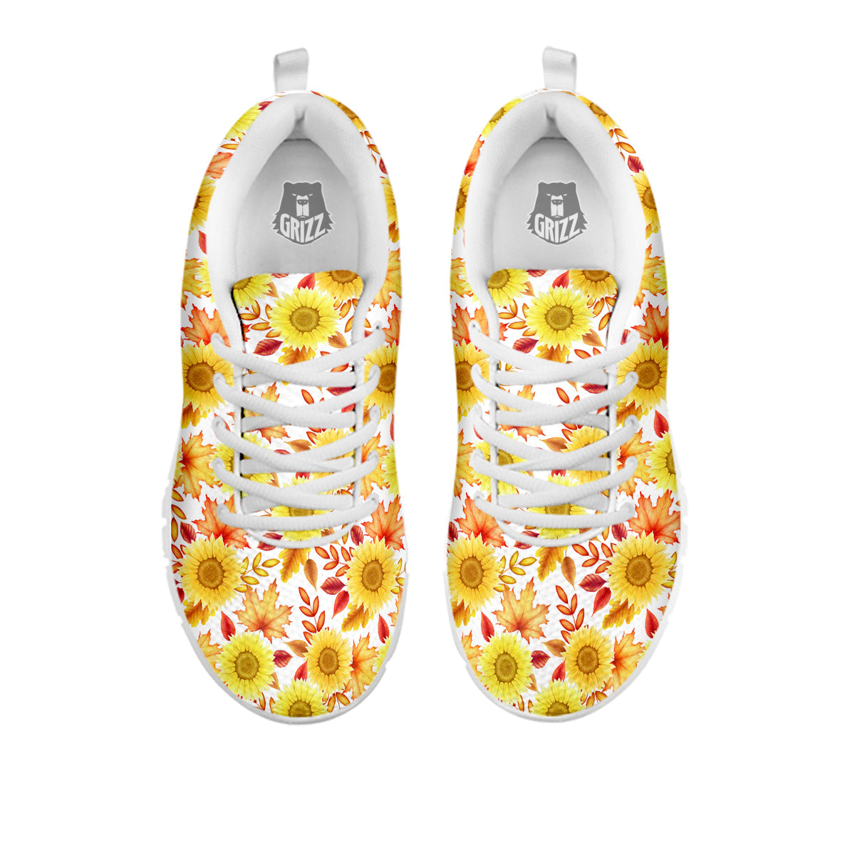Sunflower Autumn Print Pattern White Sneaker-grizzshop