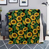 Sunflower Black Print Blanket-grizzshop