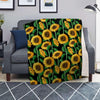 Sunflower Black Print Blanket-grizzshop