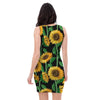 Sunflower Black Print Bodycon Dress-grizzshop