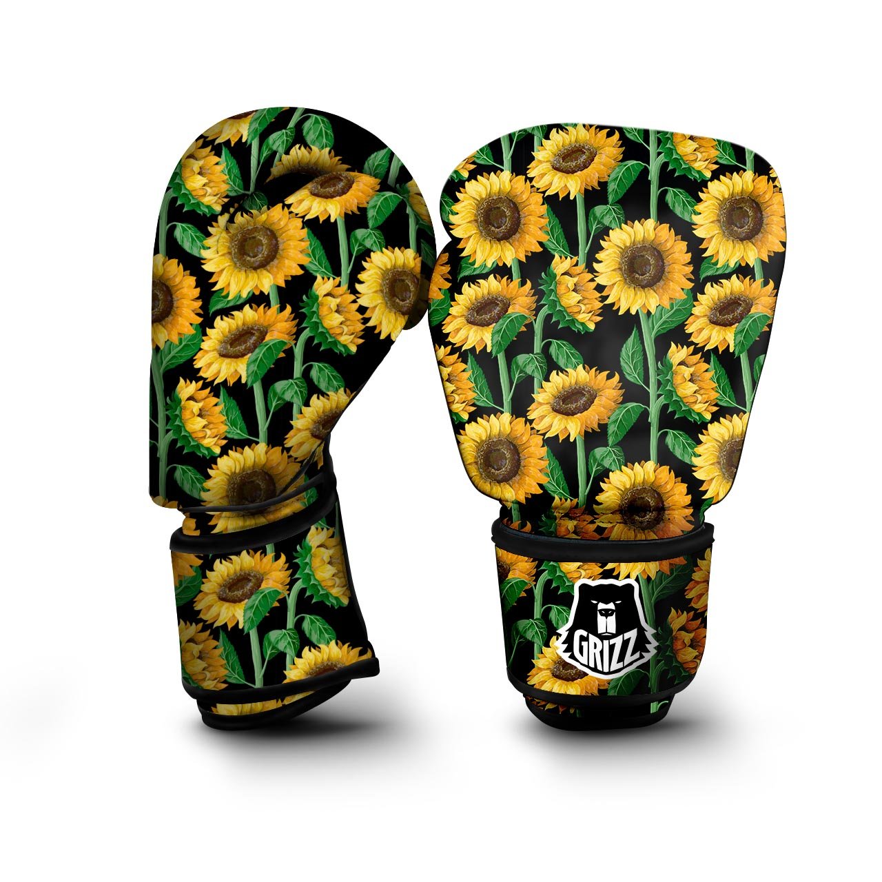 Sunflower Black Print Boxing Gloves-grizzshop