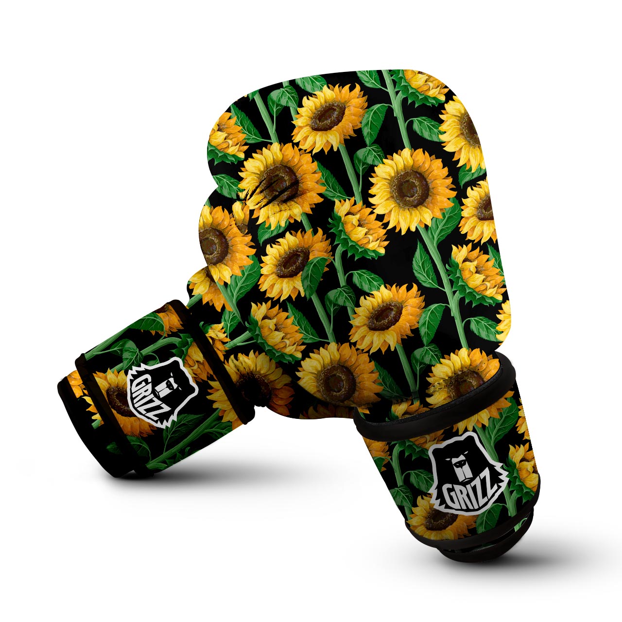 Sunflower Black Print Boxing Gloves-grizzshop