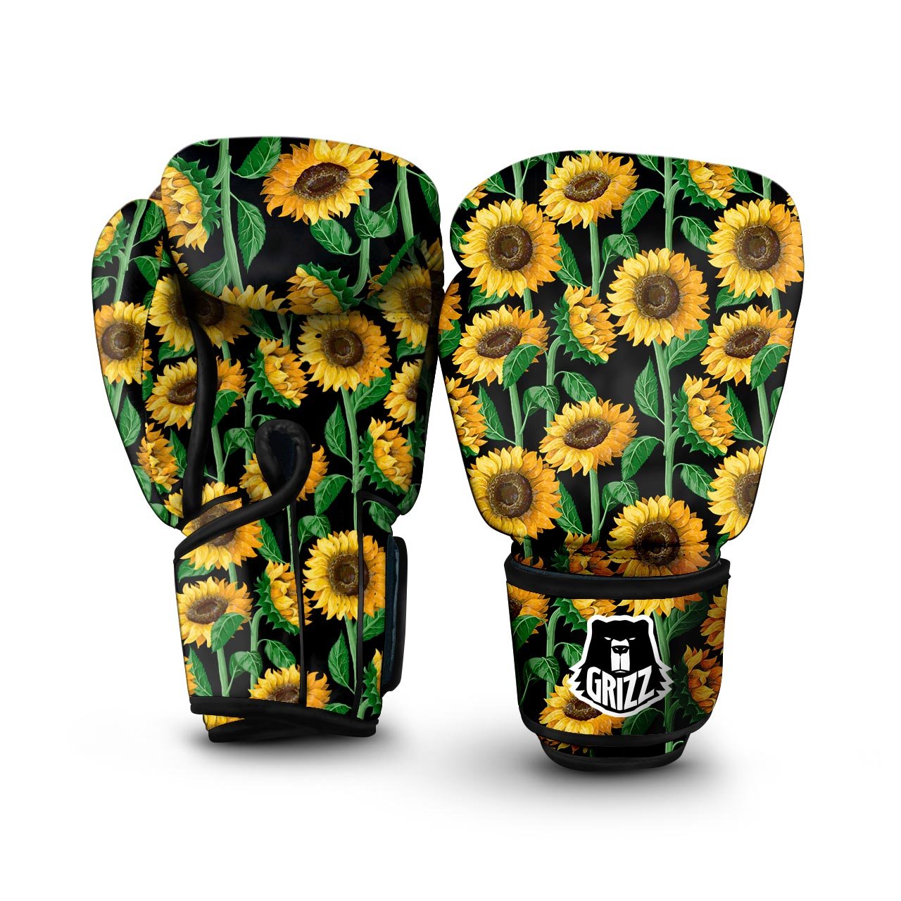 Sunflower Black Print Boxing Gloves-grizzshop