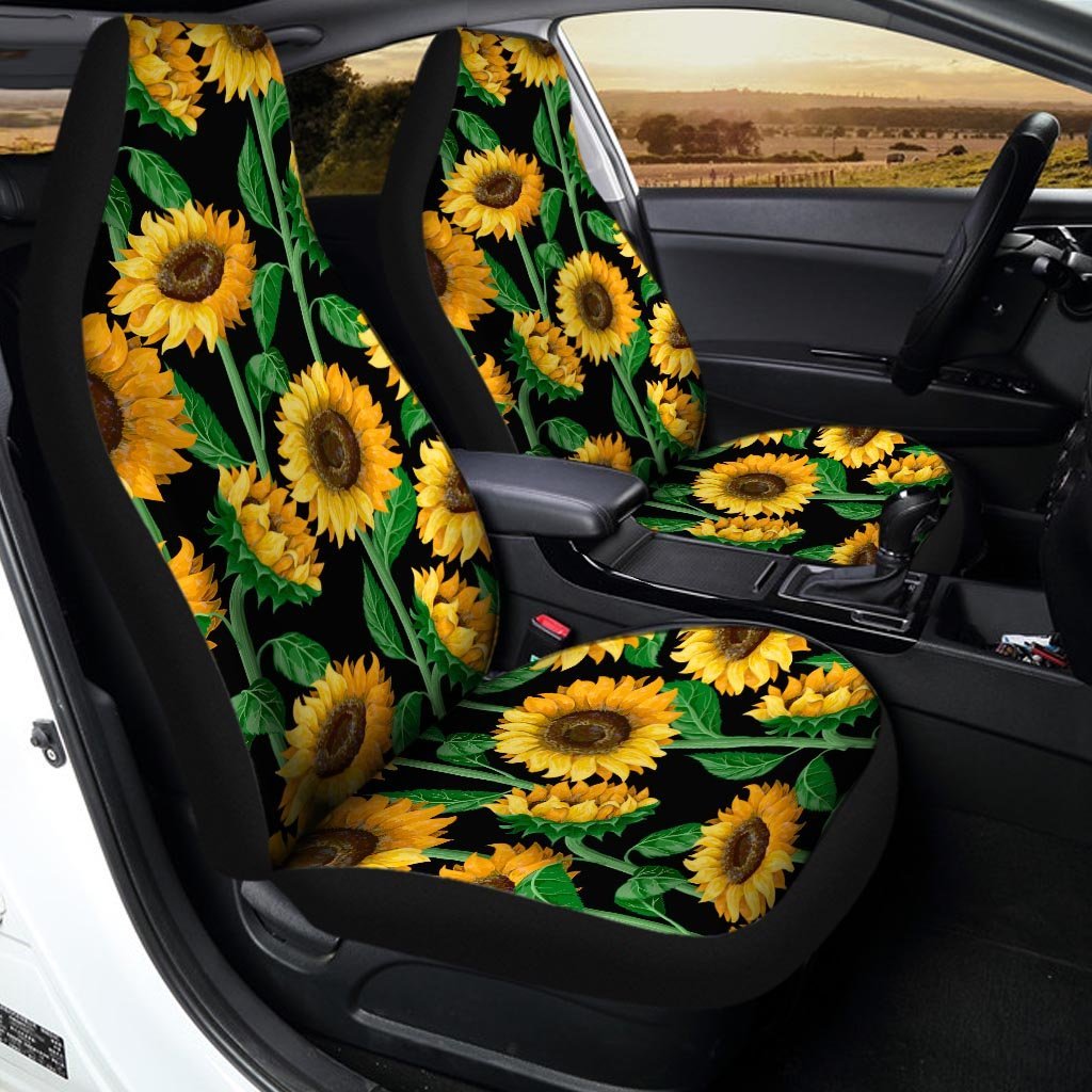 Sunflower Black Print Car Seat Covers-grizzshop