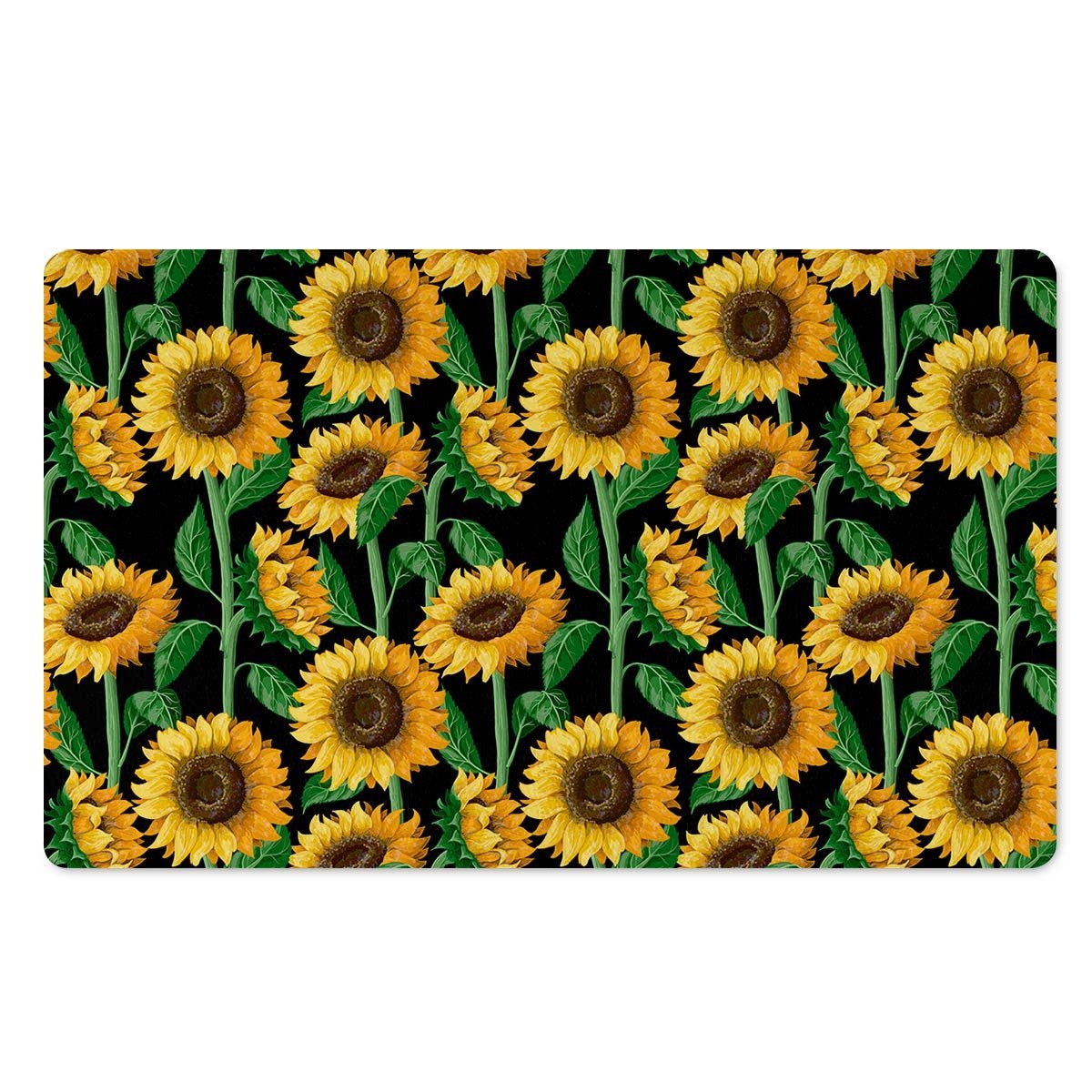 Sunflower Black Print Door Mat-grizzshop