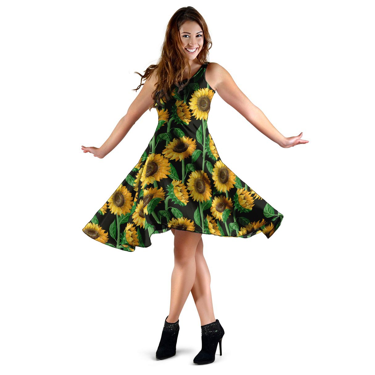 Sunflower Black Print Dress-grizzshop