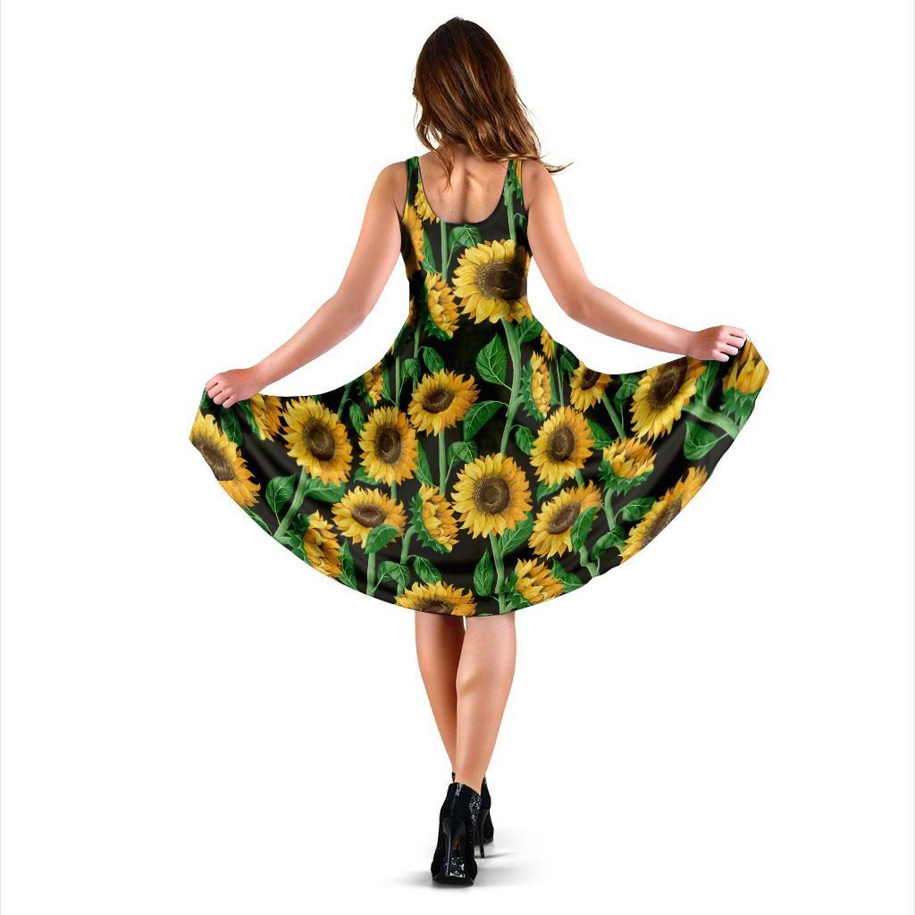 Sunflower Black Print Dress-grizzshop